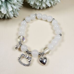Brand New Hello White White Stones With Silver Rhinestone Bracelet